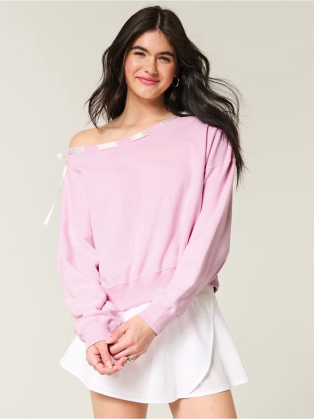 Hollister Off-Shoulder Tie Sweatshirt